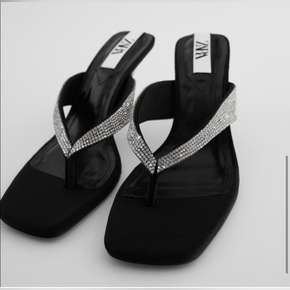 NWT Zara sparkly rhinestone heels in black size 38 (US 7)
